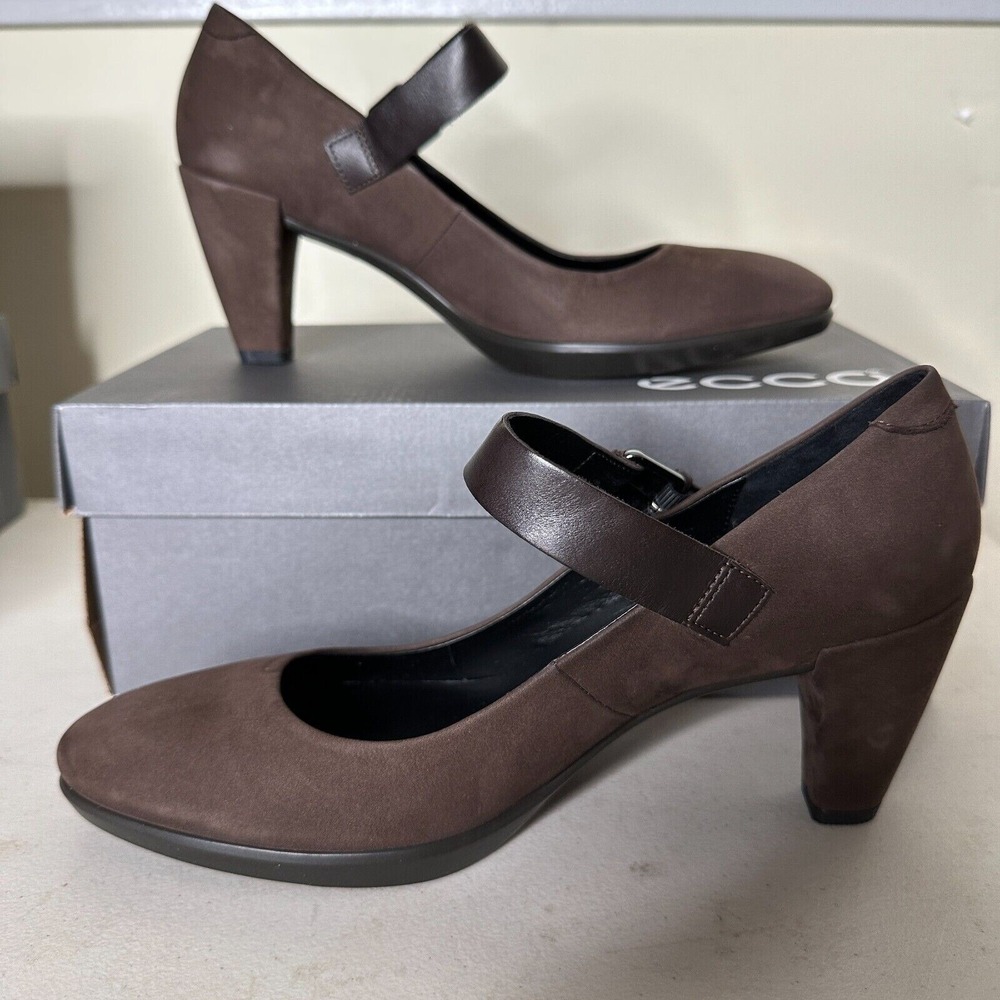 ECCO Coffee Brown Nubuck/Leather Mary Jane Shoe Womens Sz 10 - 10.5 EU 41 NIB